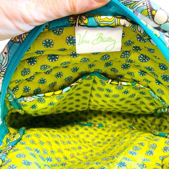 Vera Bradley Retired Peacock Green Small Quilted Backpack Vintage Paisley Purse - Picture 13 of 15